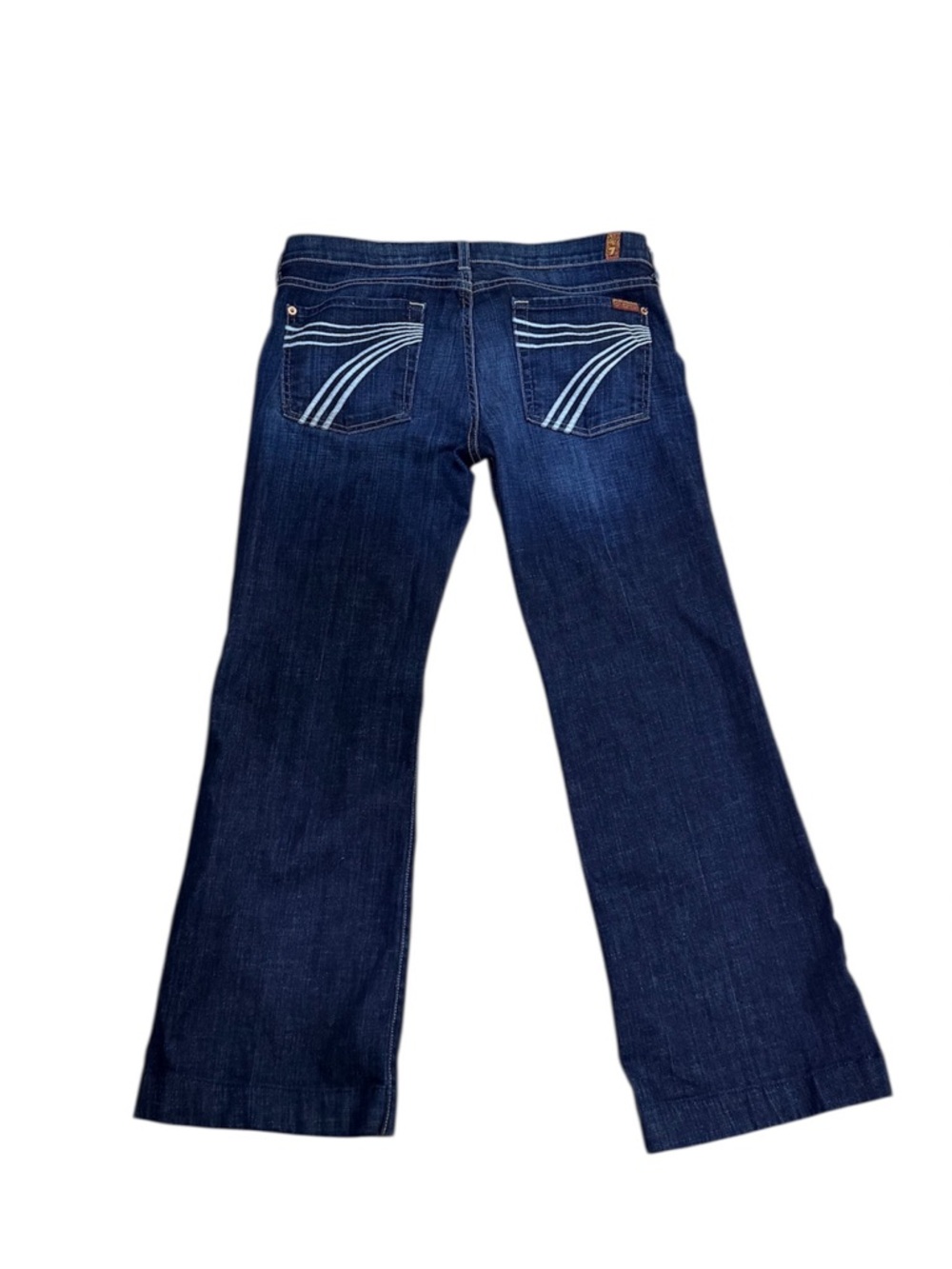 7 For All Mankind Dojo Dark Wash Trouser Jeans Size 31 Wide Leg Squiggle